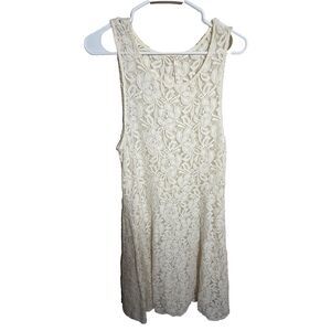 Free People Dress Women's Medium Ivory Lace Sheer Sleeveless Round Neck